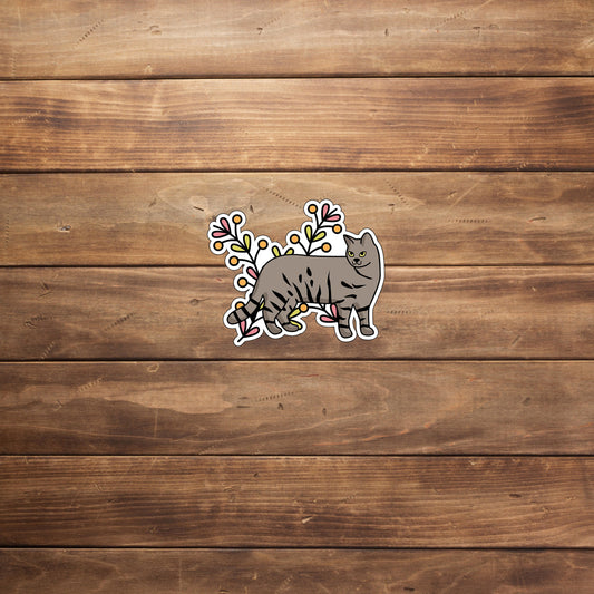 Garden Cat With Flower For Sticker 0