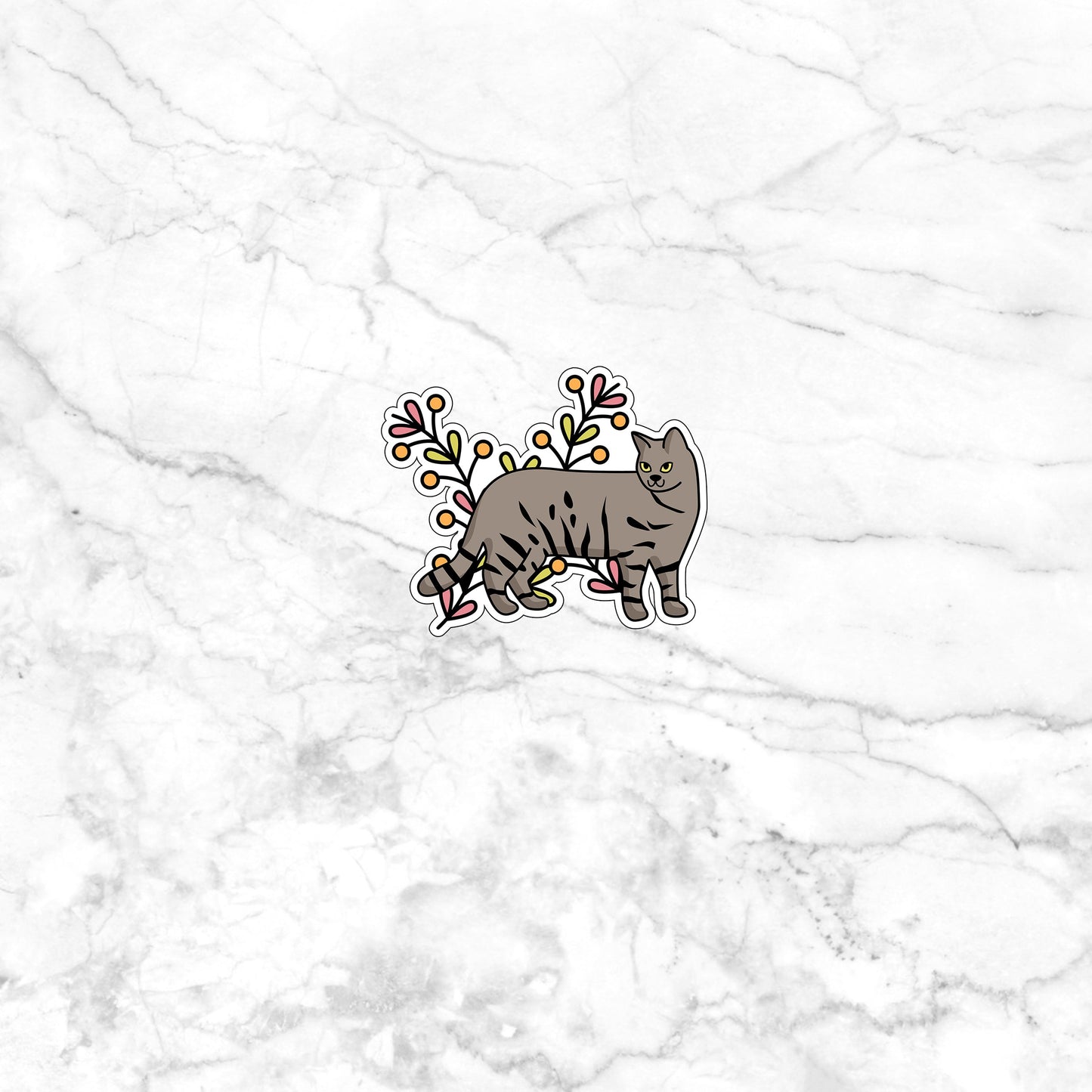 Garden Cat With Flower For Sticker 0