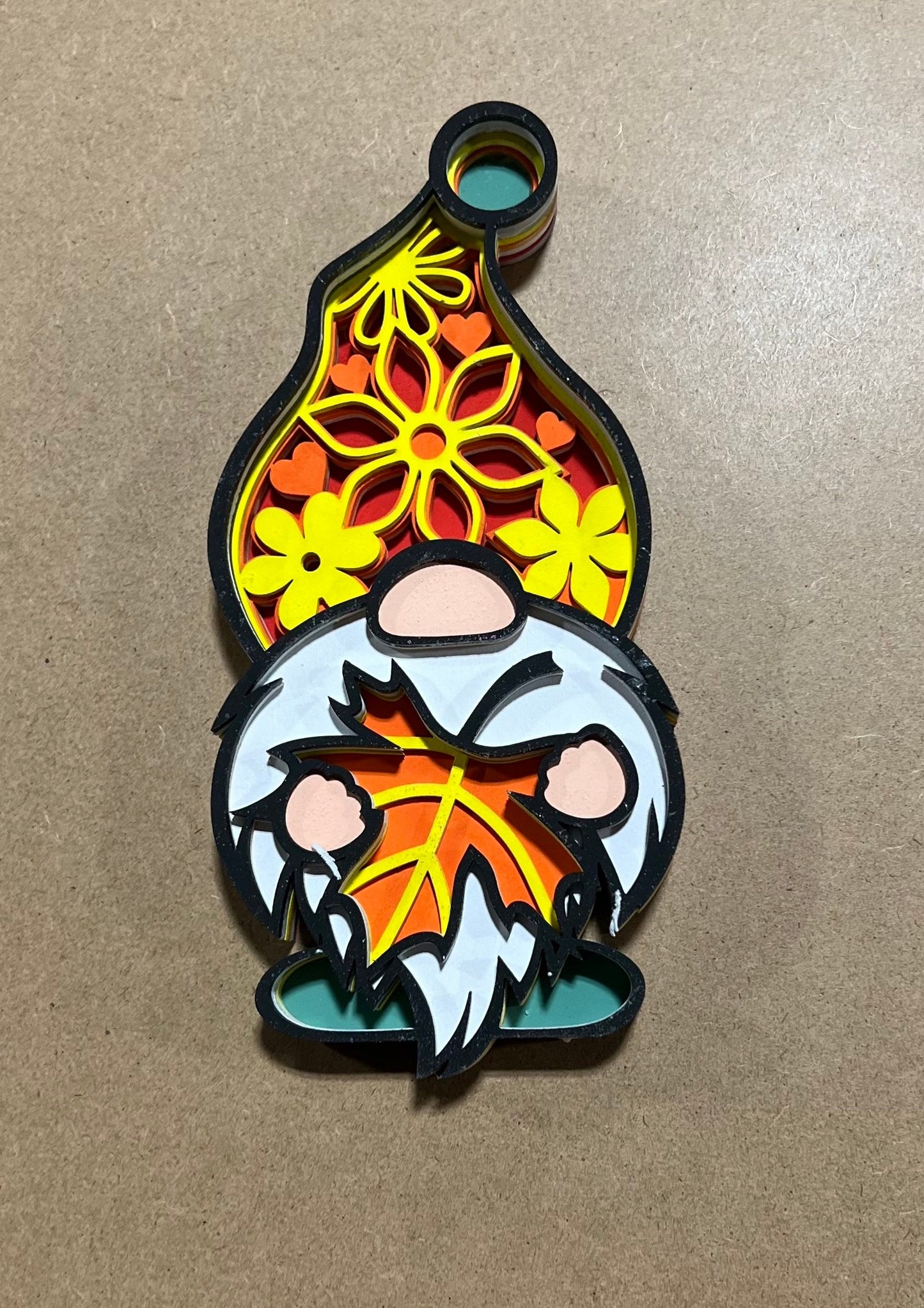 Fall Gnome Sign , Laser cut Fall Design , Multi Layer Fall Gnome Holding a Pumkin