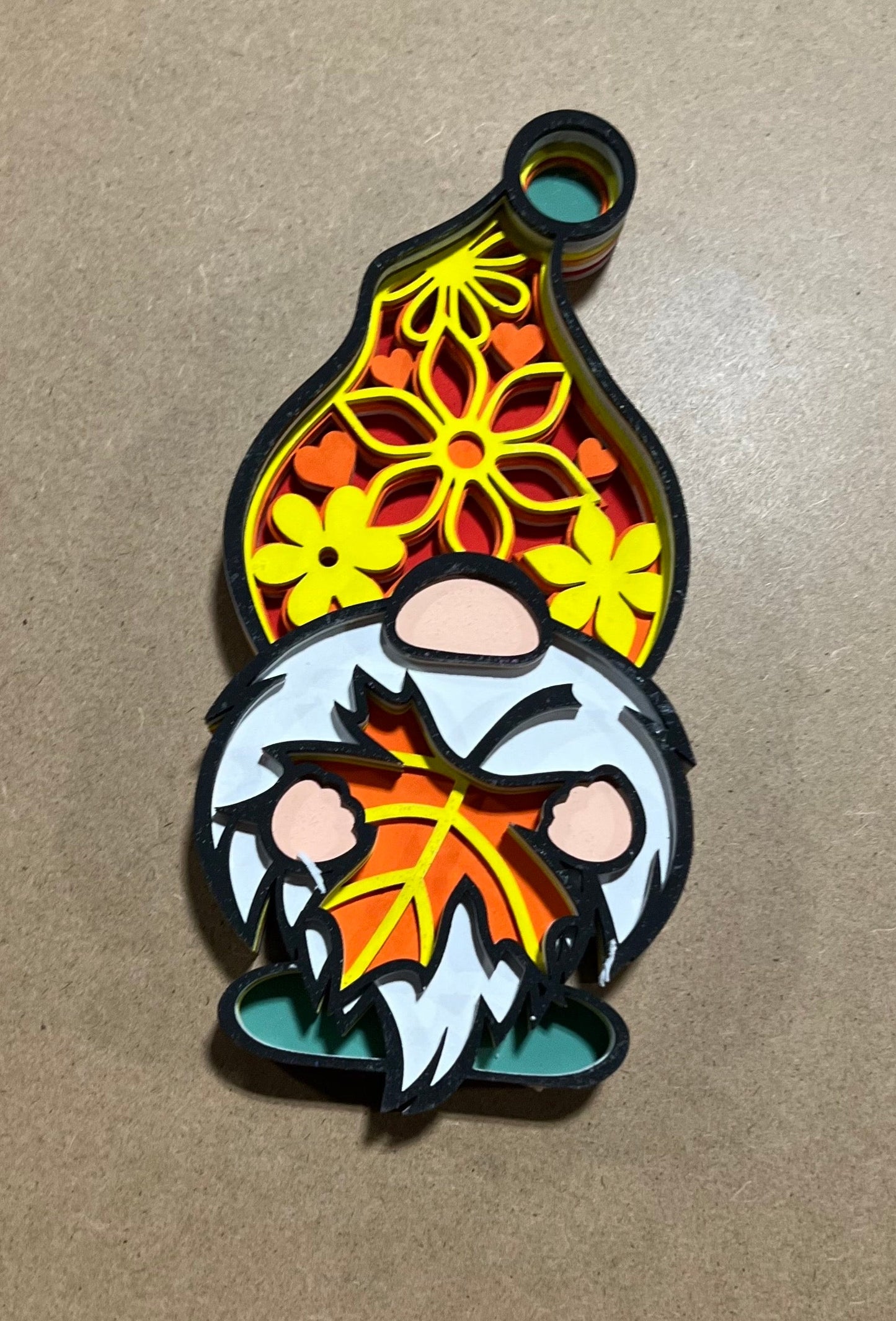 Fall Gnome Sign , Laser cut Fall Design , Multi Layer Fall Gnome Holding a Pumkin