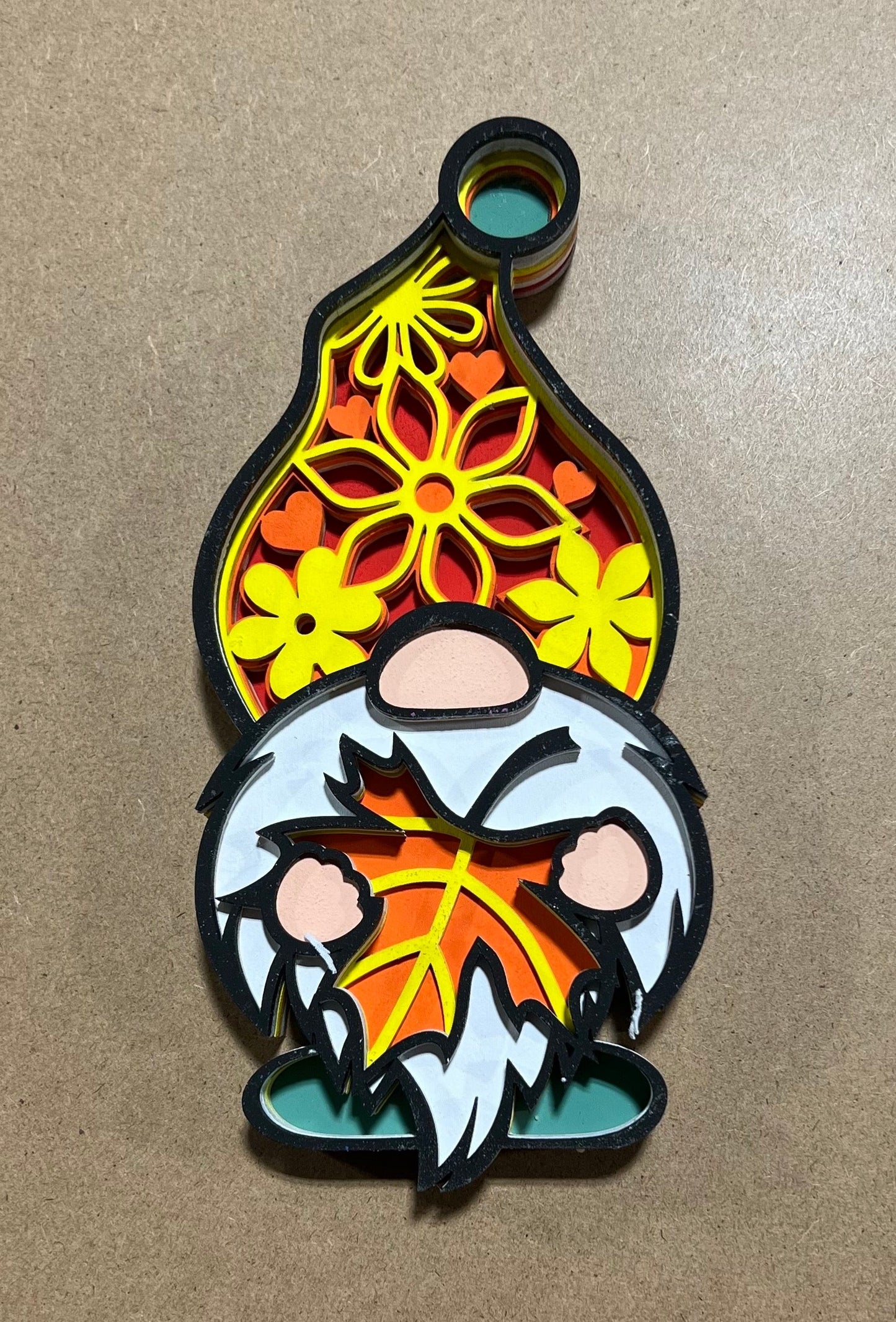 Fall Gnome Sign , Laser cut Fall Design , Multi Layer Fall Gnome Holding a Pumkin