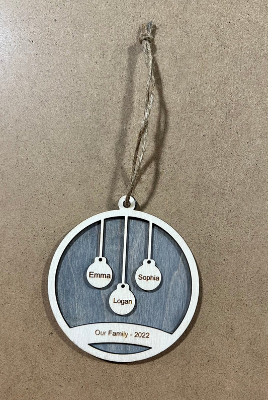 Personalized Family Ornament , Christmas Ball
