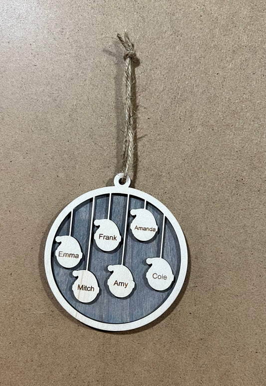 Personalized Family Ornament , Santa Themed Hat