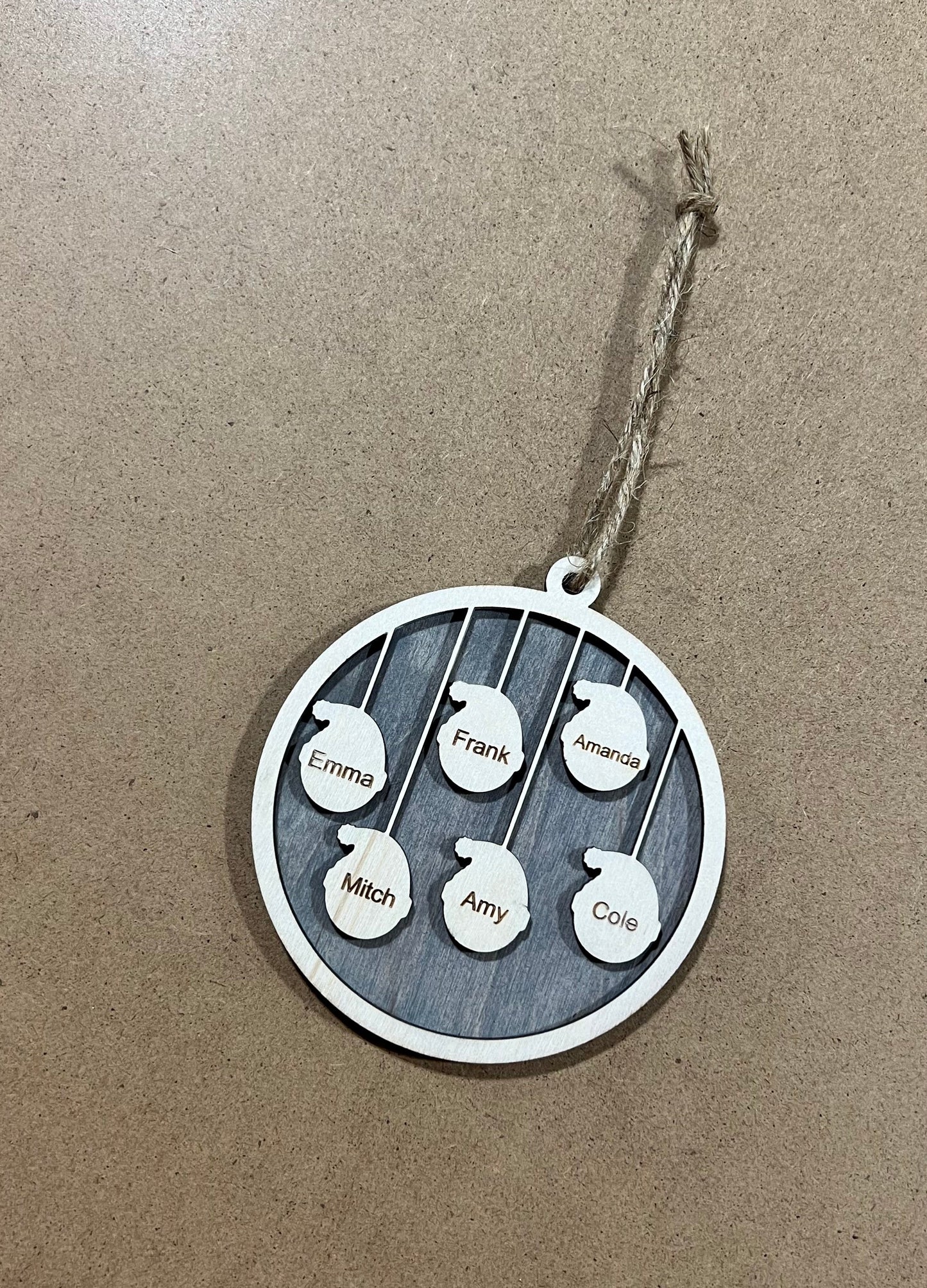 Personalized Family Ornament , Santa Themed Hat