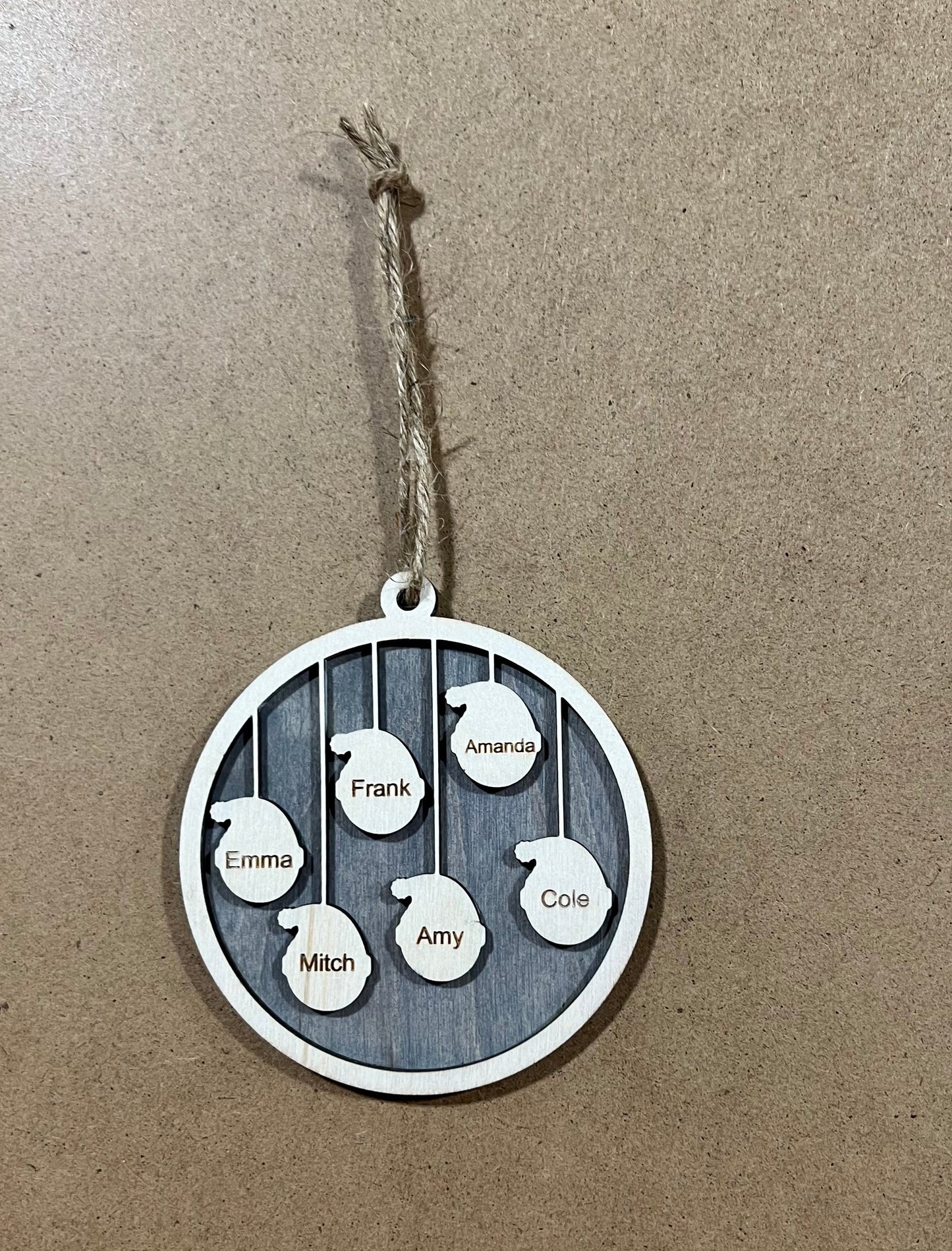 Personalized Family Ornament , Santa Themed Hat