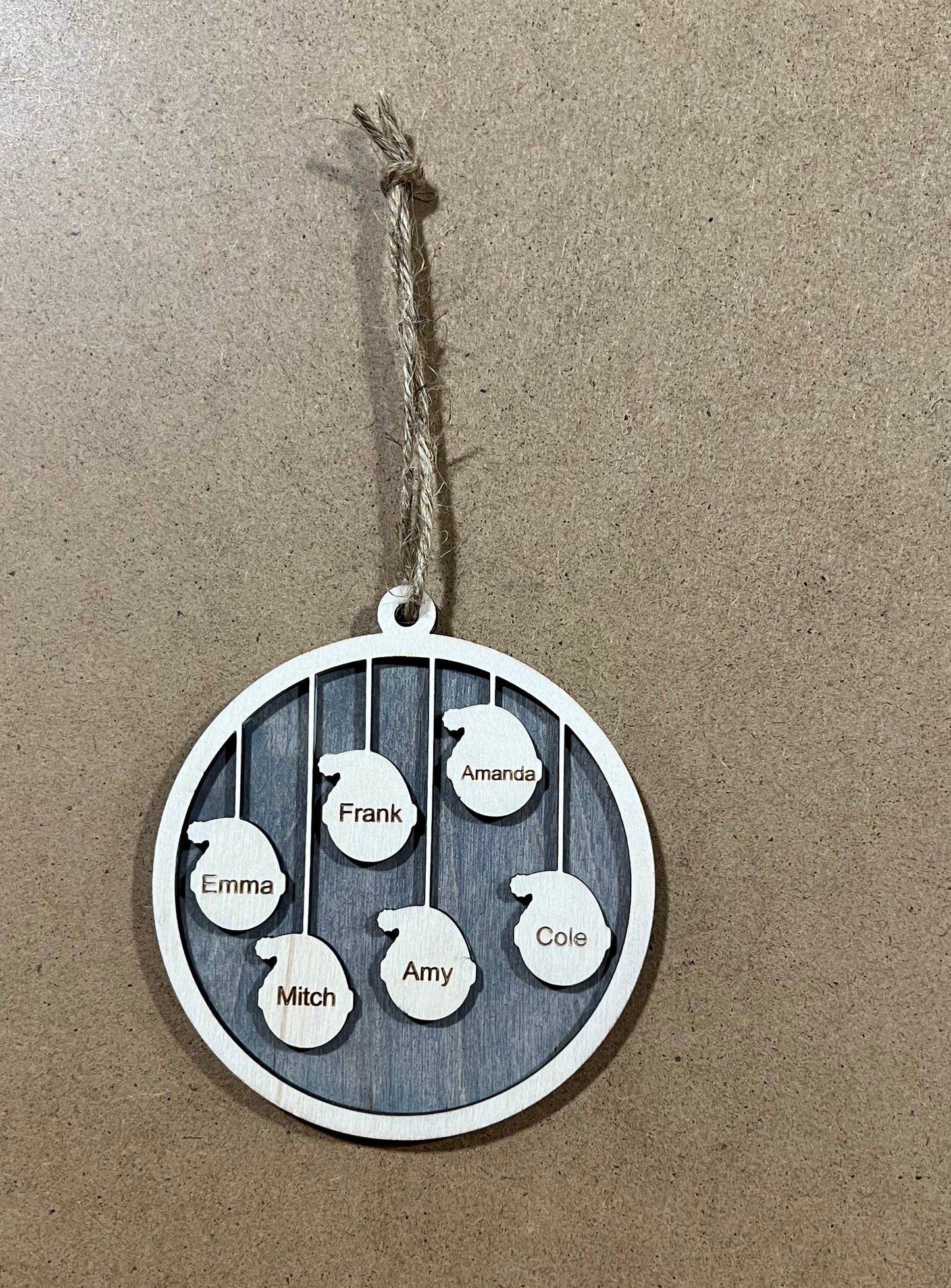 Personalized Family Ornament , Santa Themed Hat