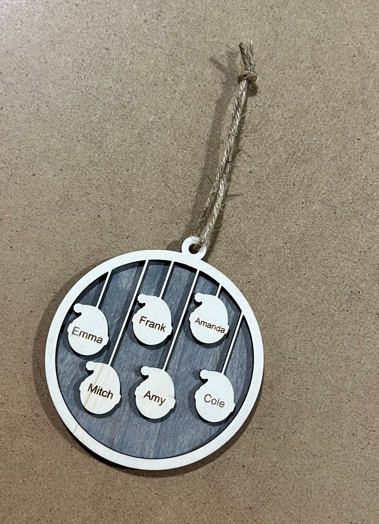 Personalized Family Ornament , Santa Themed Hat