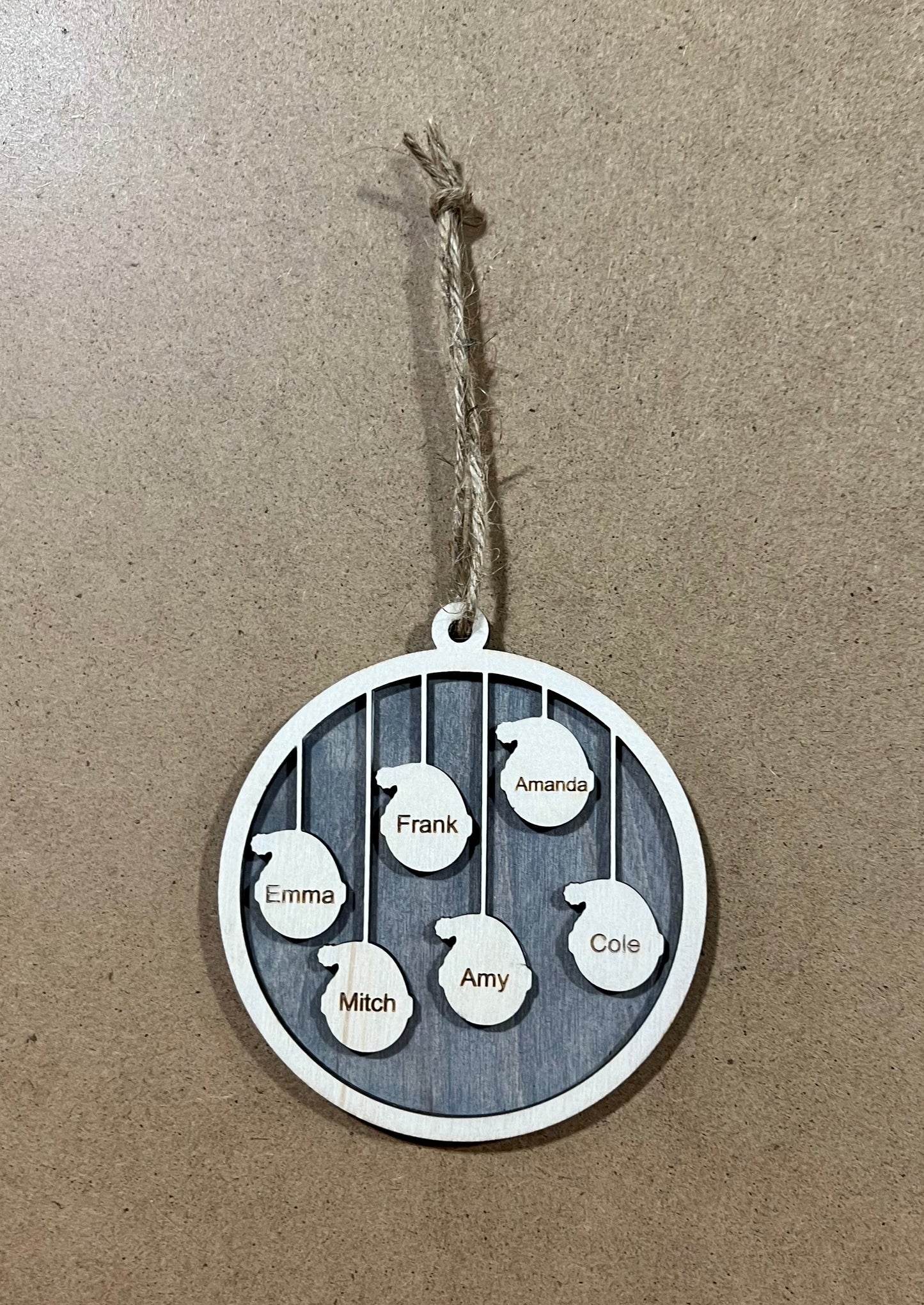 Personalized Family Ornament , Santa Themed Hat