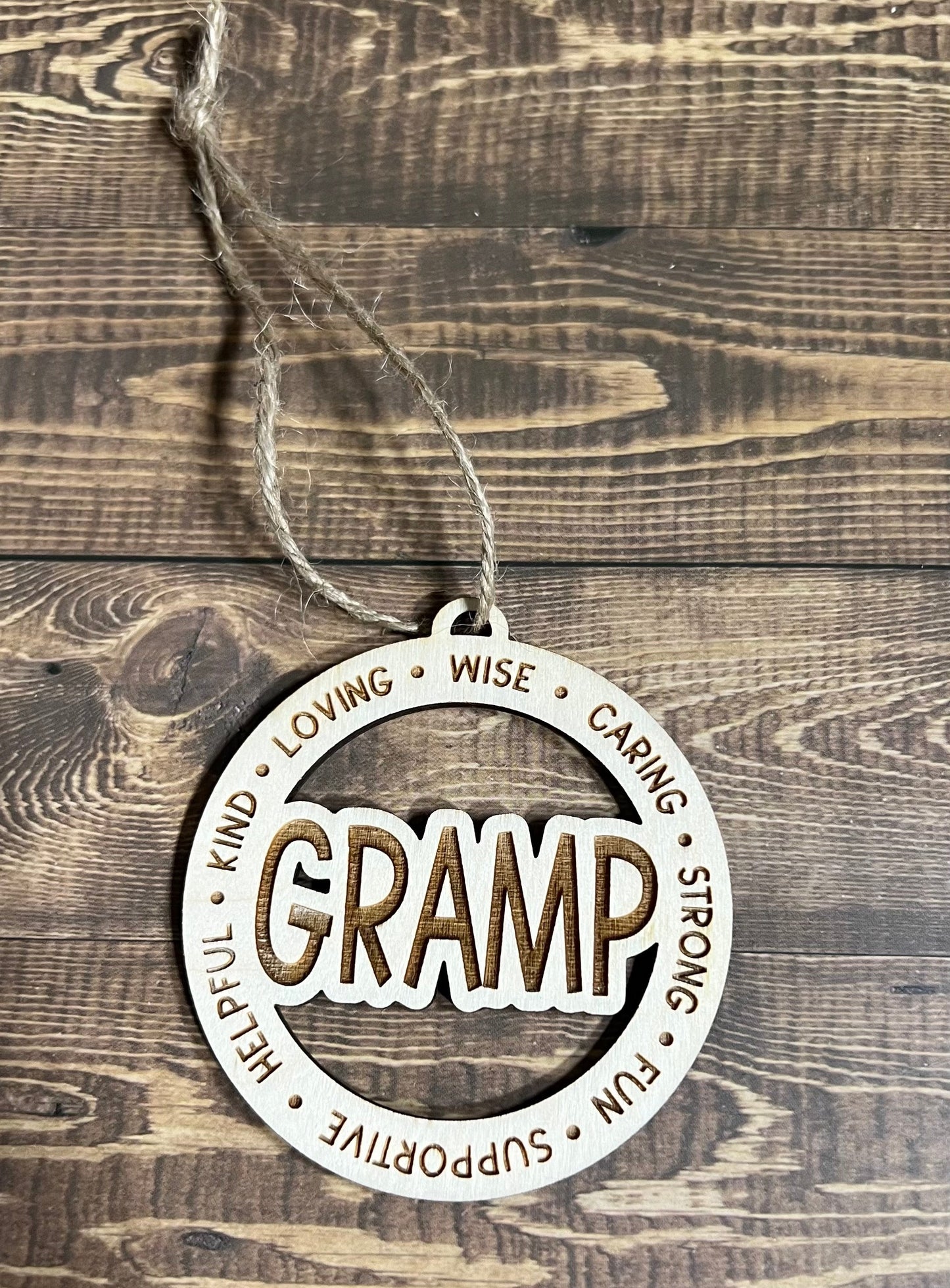 GRAMP Ornaments ,Personalized Ornament,  Wooden Family Ornament ,  Laser Engraved Wood Ornament