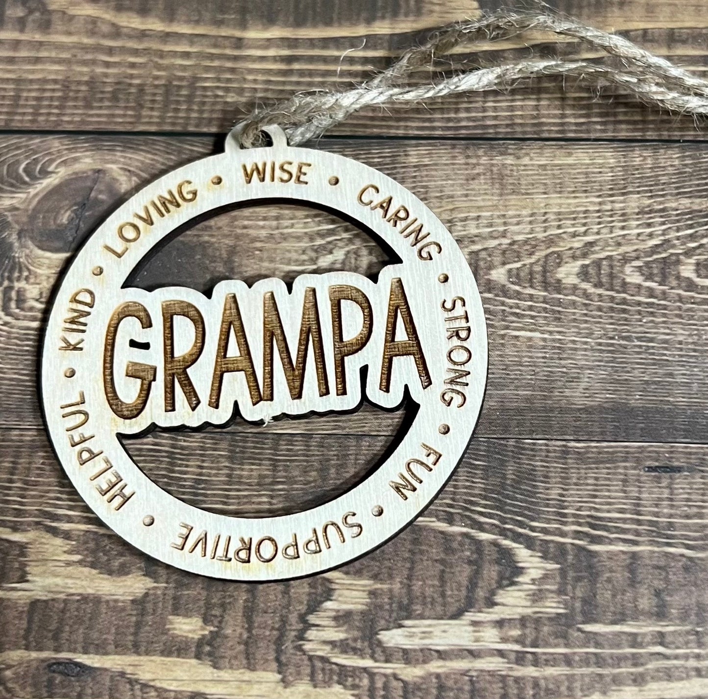 GRAMPA Ornaments ,Personalized Ornament,  Wooden Family Ornament ,  Laser Engraved Wood Ornament