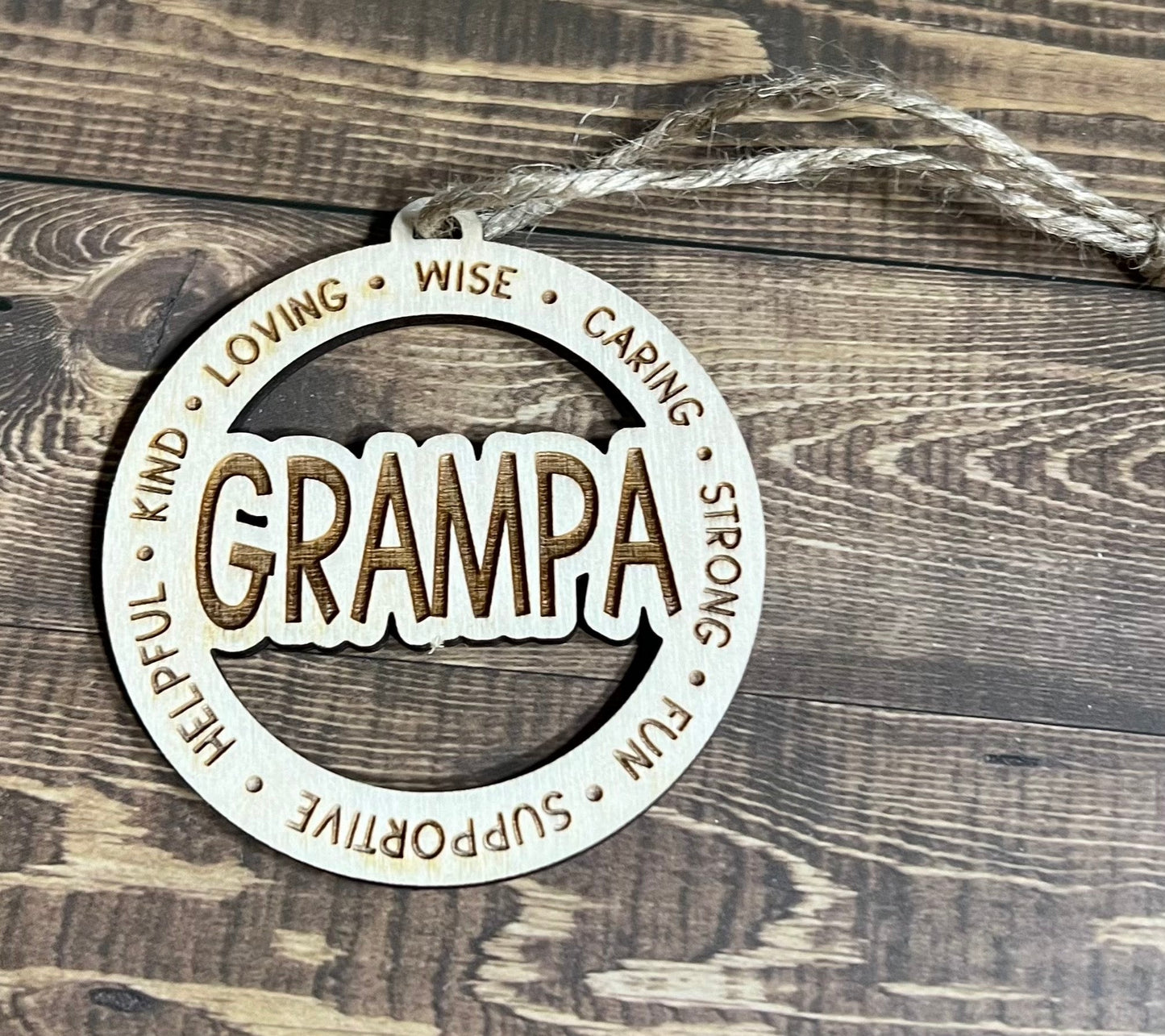 GRAMPA Ornaments ,Personalized Ornament,  Wooden Family Ornament ,  Laser Engraved Wood Ornament
