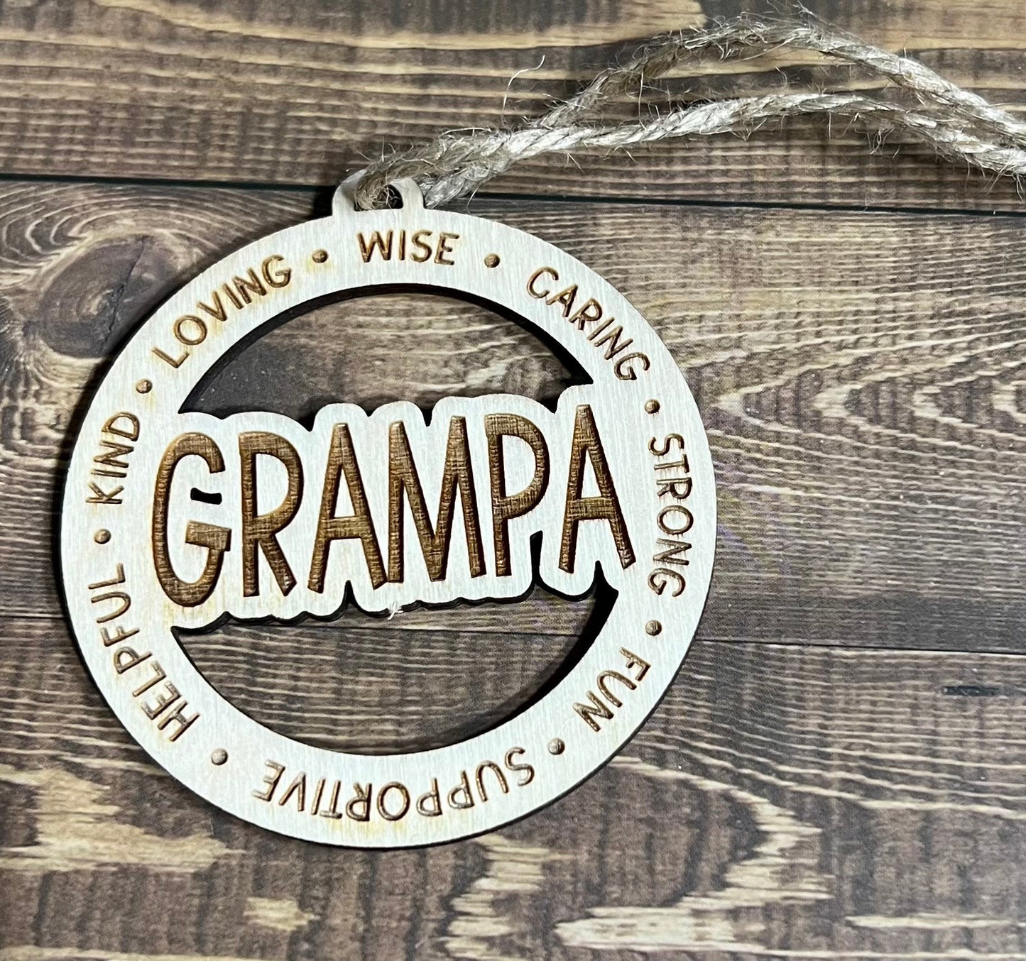 GRAMPA Ornaments ,Personalized Ornament,  Wooden Family Ornament ,  Laser Engraved Wood Ornament