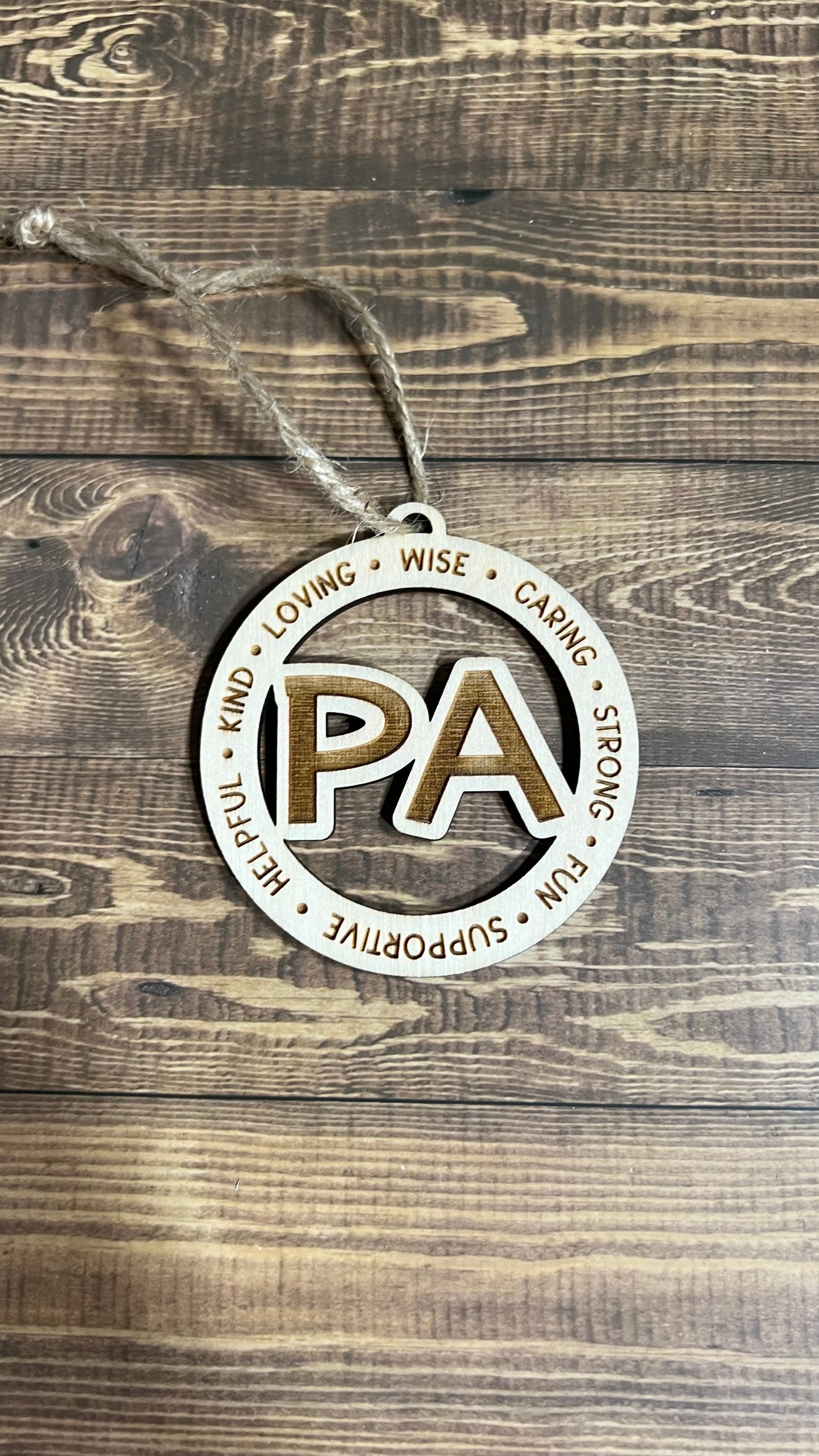 PA Ornaments ,Personalized Ornament,  Wooden Family Ornament ,  Laser Engraved Wood Ornament