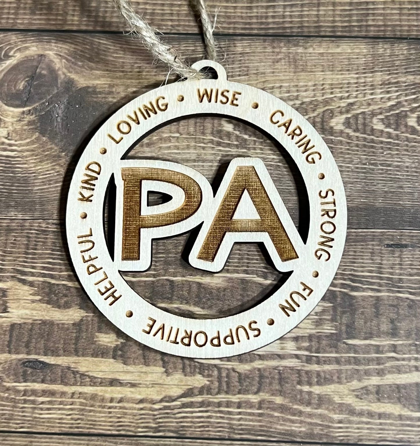 PA Ornaments ,Personalized Ornament,  Wooden Family Ornament ,  Laser Engraved Wood Ornament