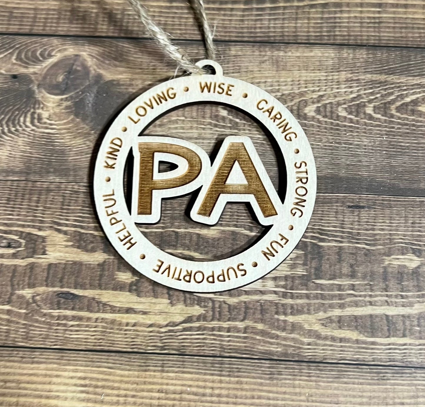 PA Ornaments ,Personalized Ornament,  Wooden Family Ornament ,  Laser Engraved Wood Ornament