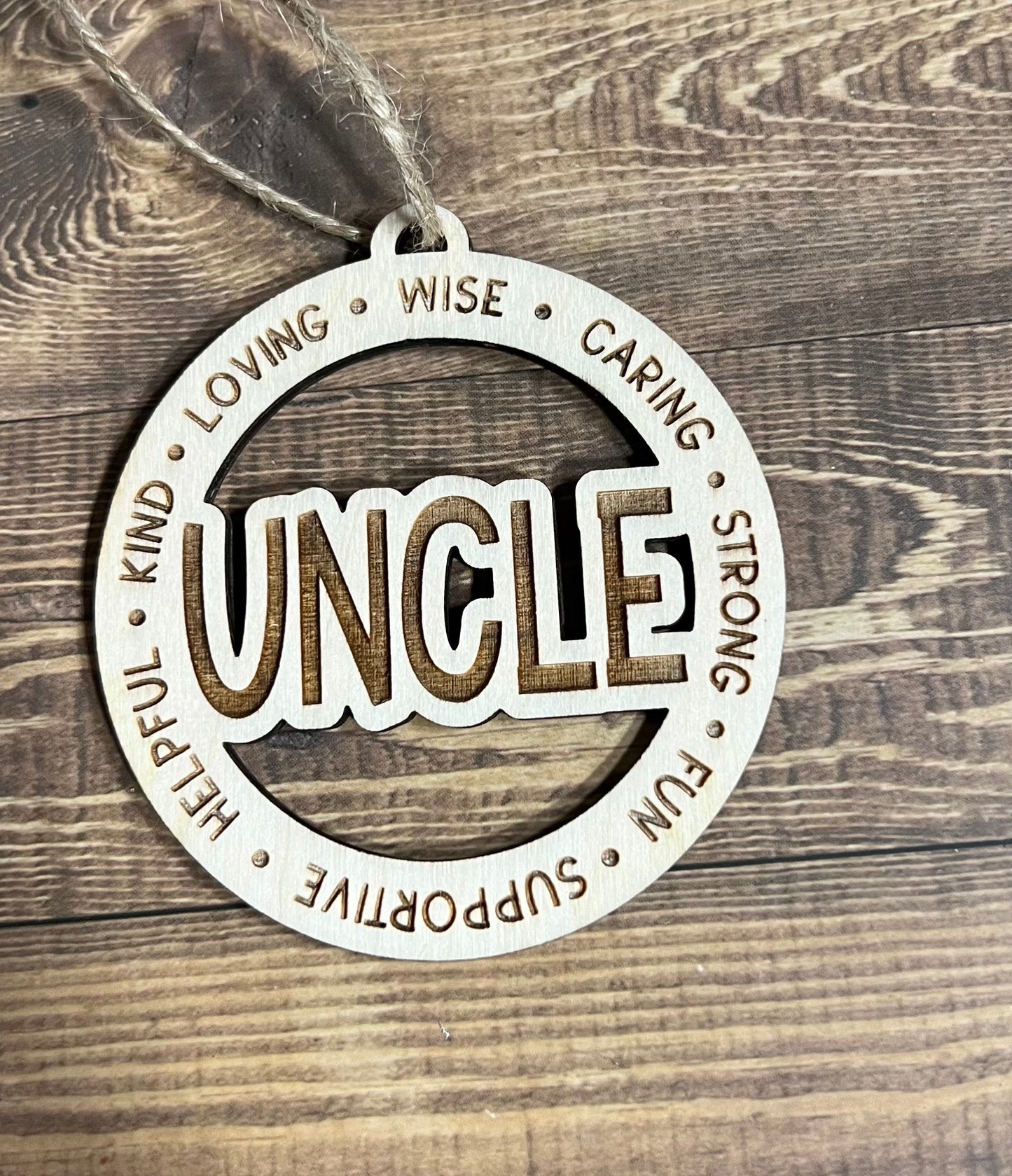 UNCLE Ornament ,Personalized Ornament,  Wooden Family Ornament ,  Laser Engraved Wood Ornament
