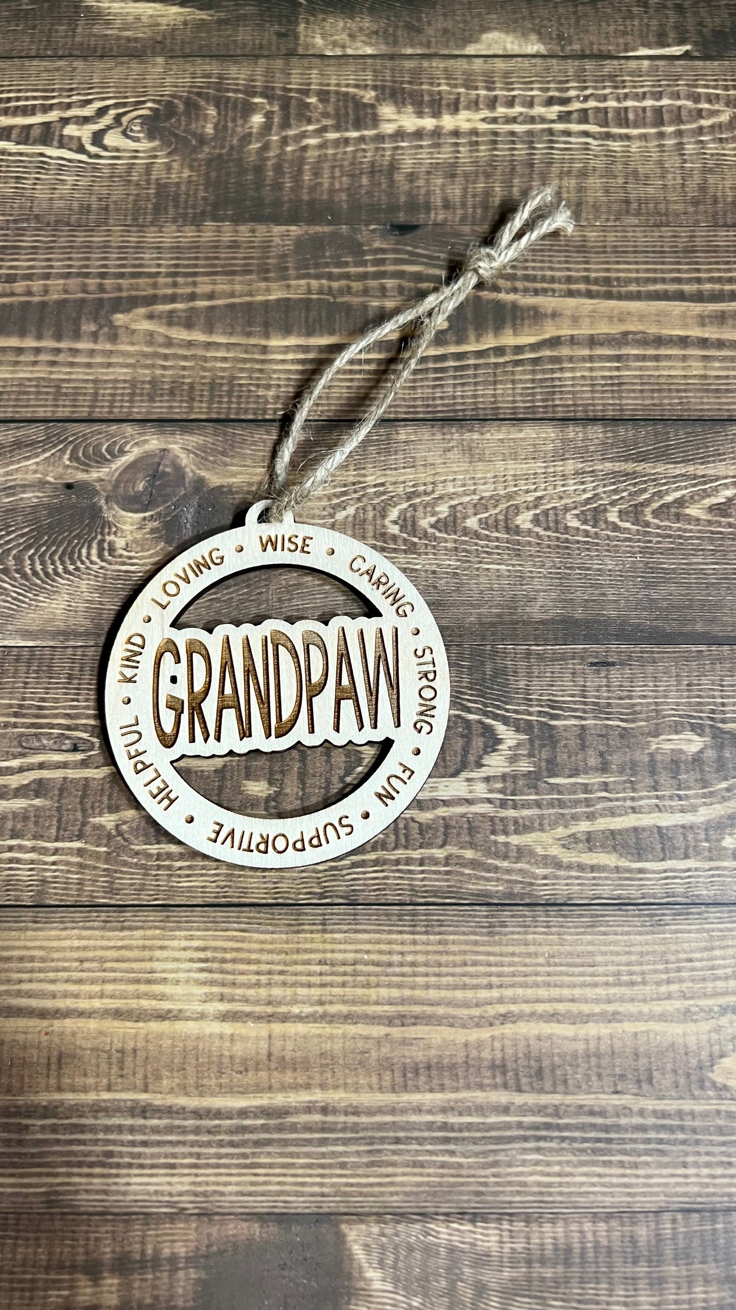 PAW Ornament ,Personalized Ornament,  Wooden Family Ornament ,  Laser Engraved Wood Ornament