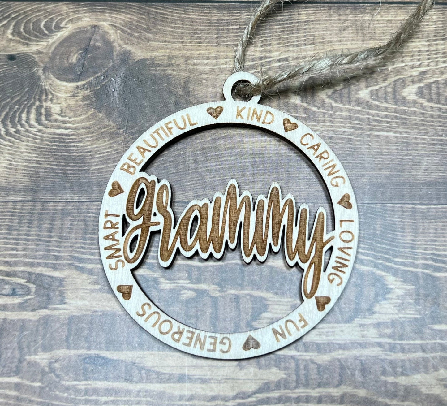 granny Ornament ,Personalized Ornament,  Wooden Family Ornament ,  Laser Engraved Wood Ornament
