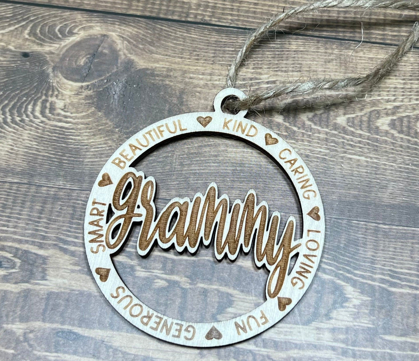 granny Ornament ,Personalized Ornament,  Wooden Family Ornament ,  Laser Engraved Wood Ornament