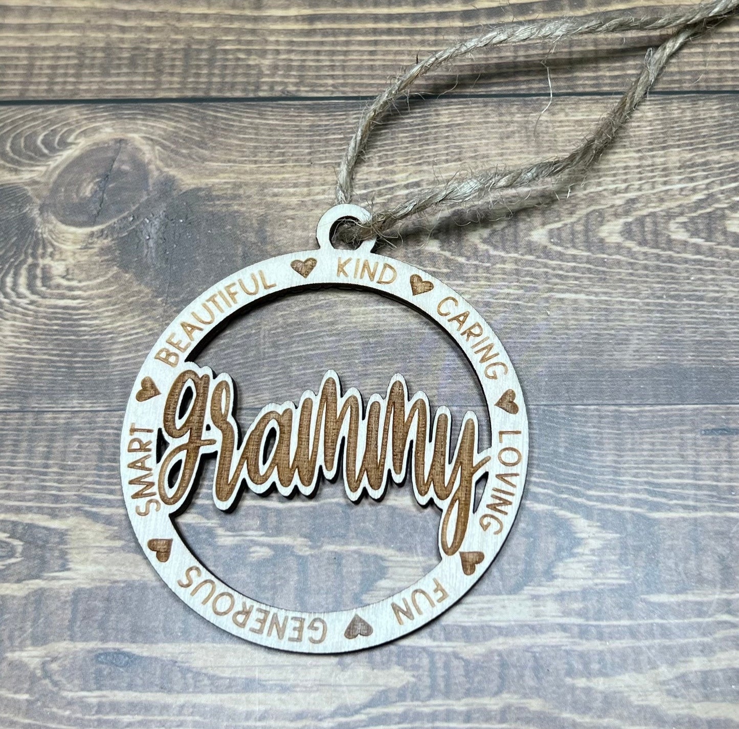 granny Ornament ,Personalized Ornament,  Wooden Family Ornament ,  Laser Engraved Wood Ornament