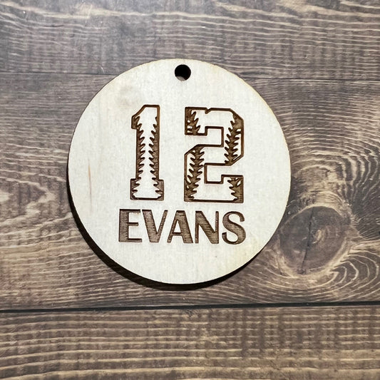 Player Number - Name Keychain,  Baseball Keychains