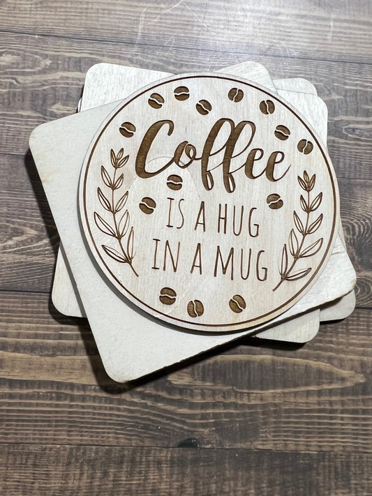 Coffee Coaster, Engraved Wood Coaster Set, Home Decor, Baltic Birch, Coasters,