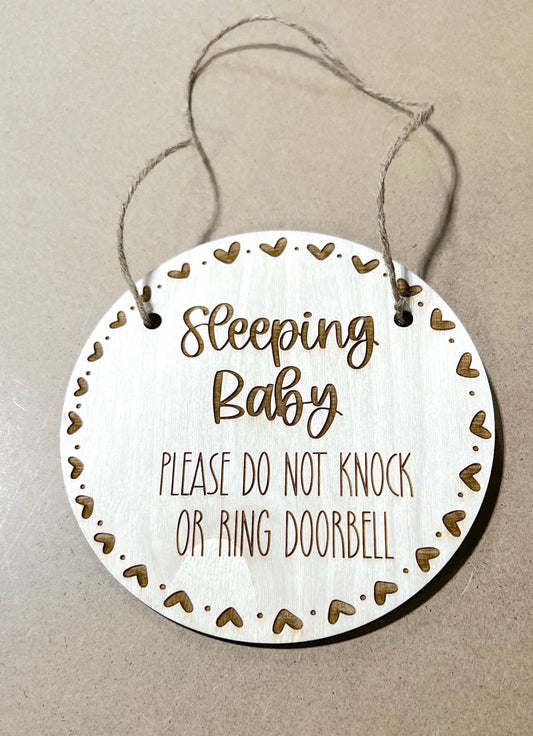 Sleeping Baby Door Sign , Door Sign, Do Not Knock Sign, Wooden Door Hanger