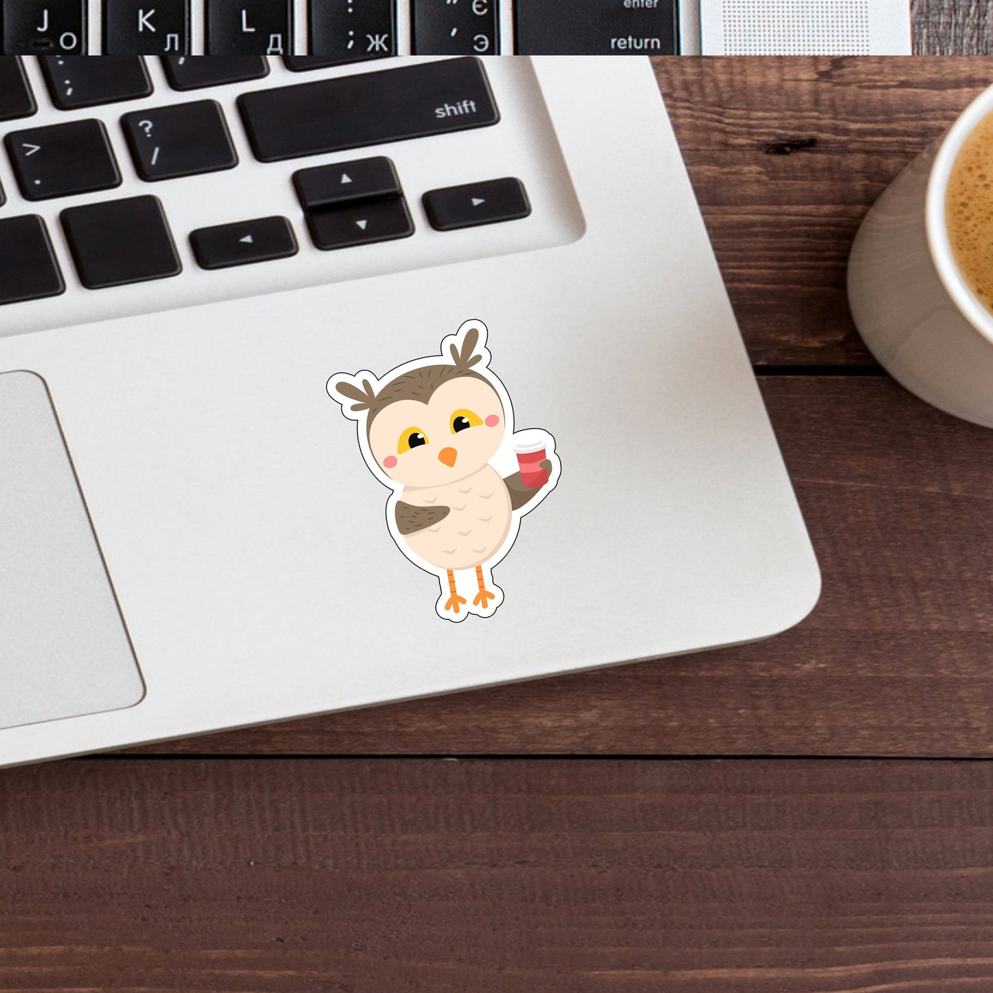 Owl Drink Coffee Sticker