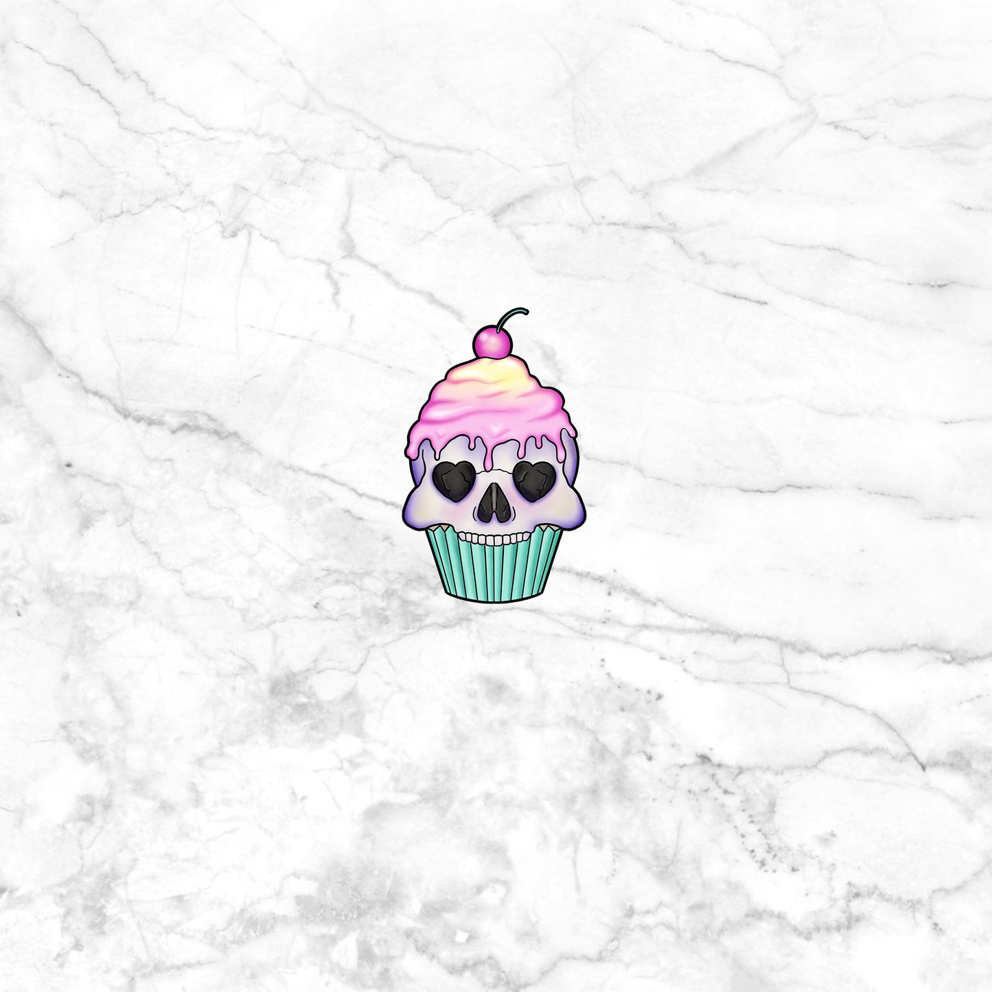 Pastal Goth Sticker,  Skull cupcake Sticker