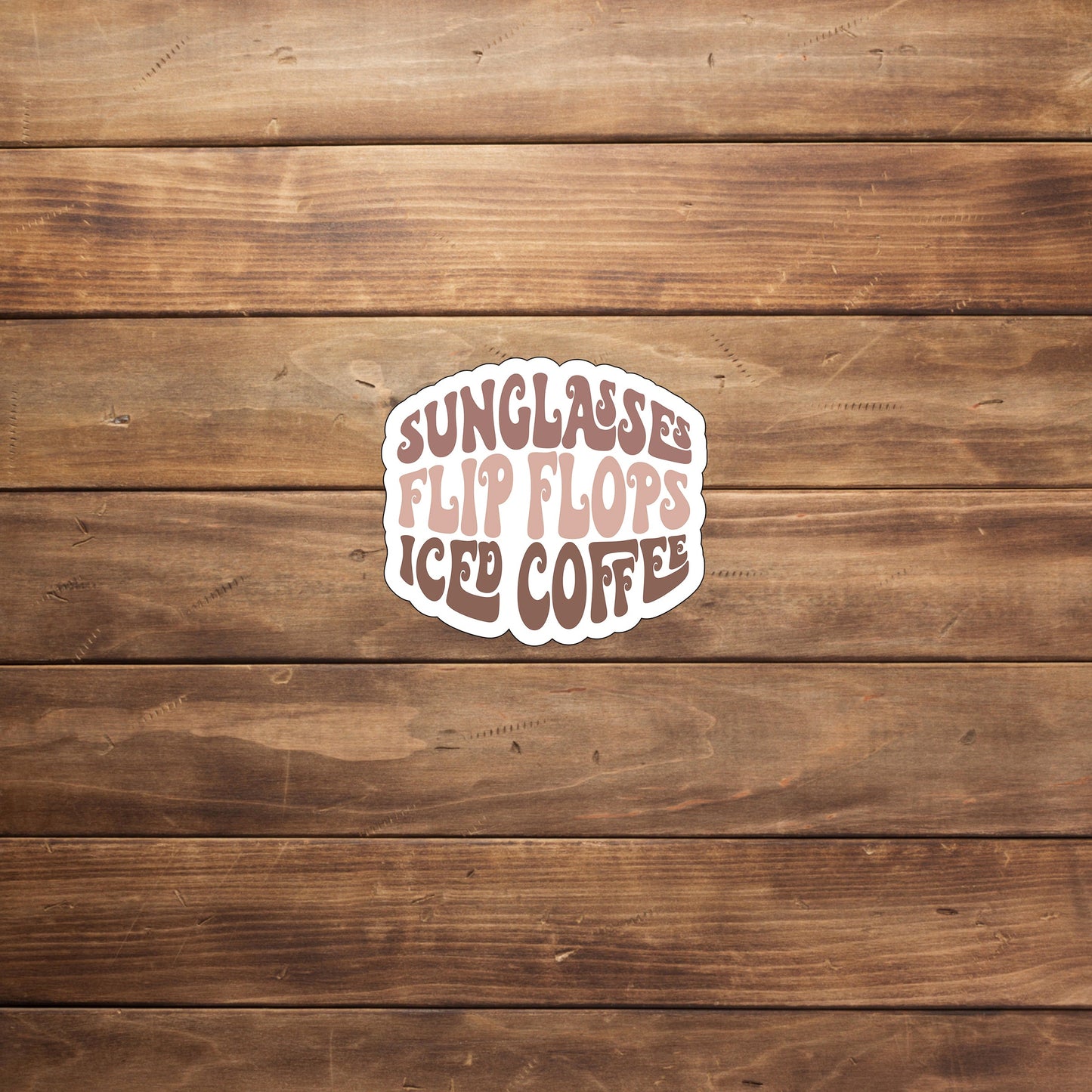 Sunglasses flip flops iced coffee Sticker, Vinyl sticker, laptop sticker, Tablet sticker