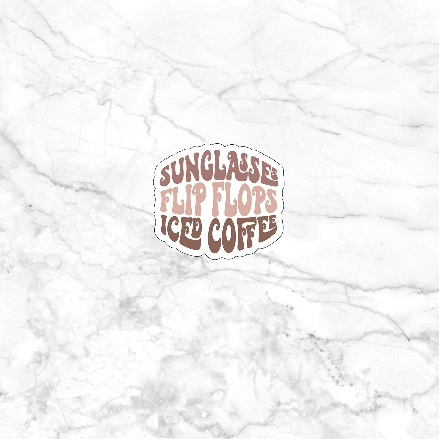 Sunglasses flip flops iced coffee Sticker, Vinyl sticker, laptop sticker, Tablet sticker