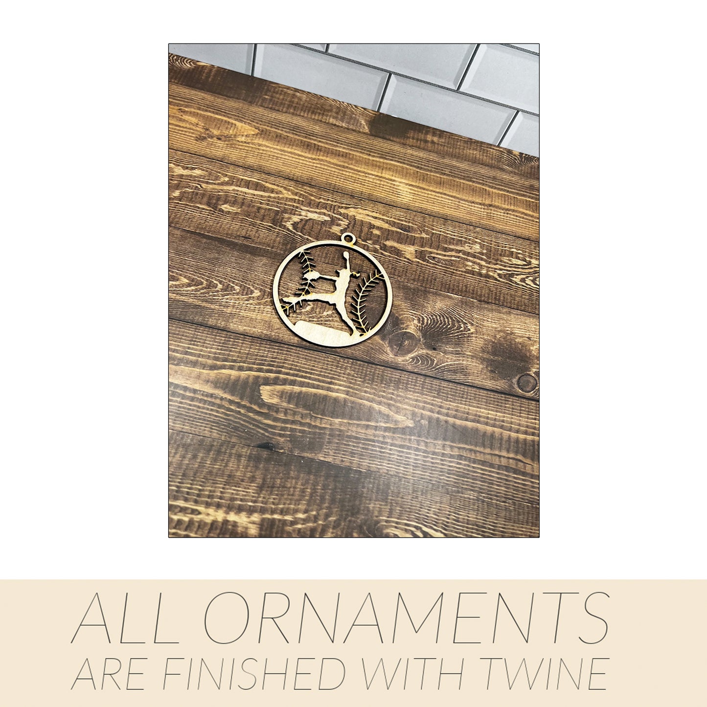 Softball Ornament, Wooden Sports Ornament, Sports Ornament, Engraved Ornament, Laser Engraved Wood Ornament