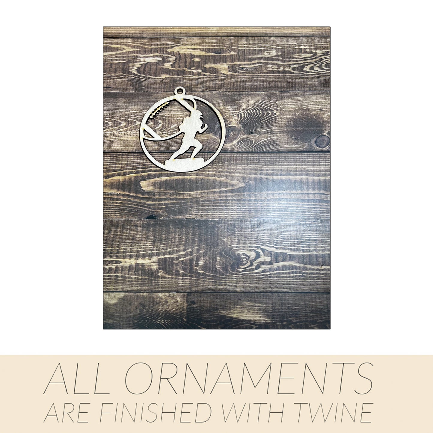 Football Ornament, Wooden Sports Ornament, Sports Ornament, Engraved Ornament, Laser Engraved Wood Ornament