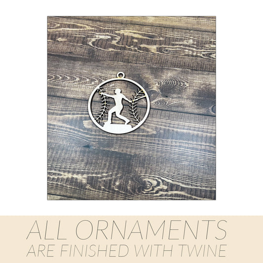 Baseball Wooden Sports Ornament, Sports Ornament, Engraved Ornament, Laser Engraved Wood Ornament