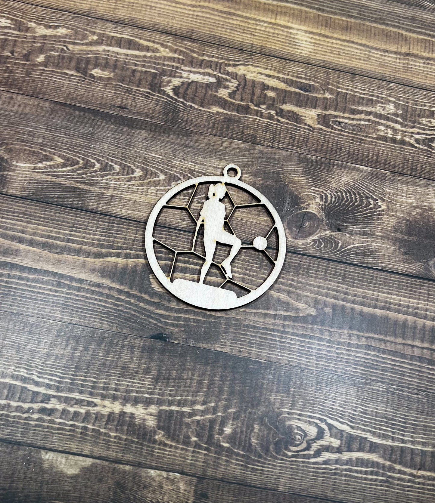 Soccer Wooden Sports Ornament, Sports Ornament, Engraved Ornament, Laser Engraved Wood Ornament