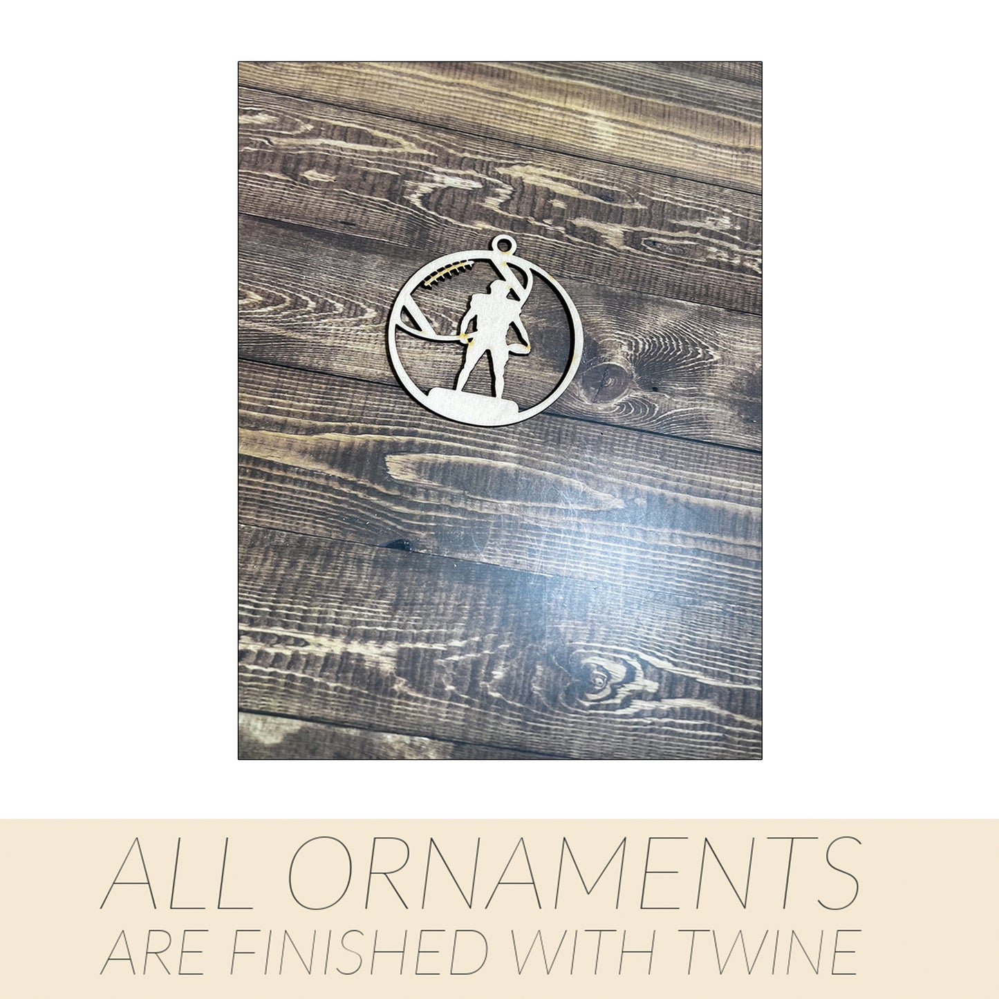 Football Ornament, Wooden Sports Ornament, Sports Ornament, Engraved Ornament, Laser Engraved Wood Ornament