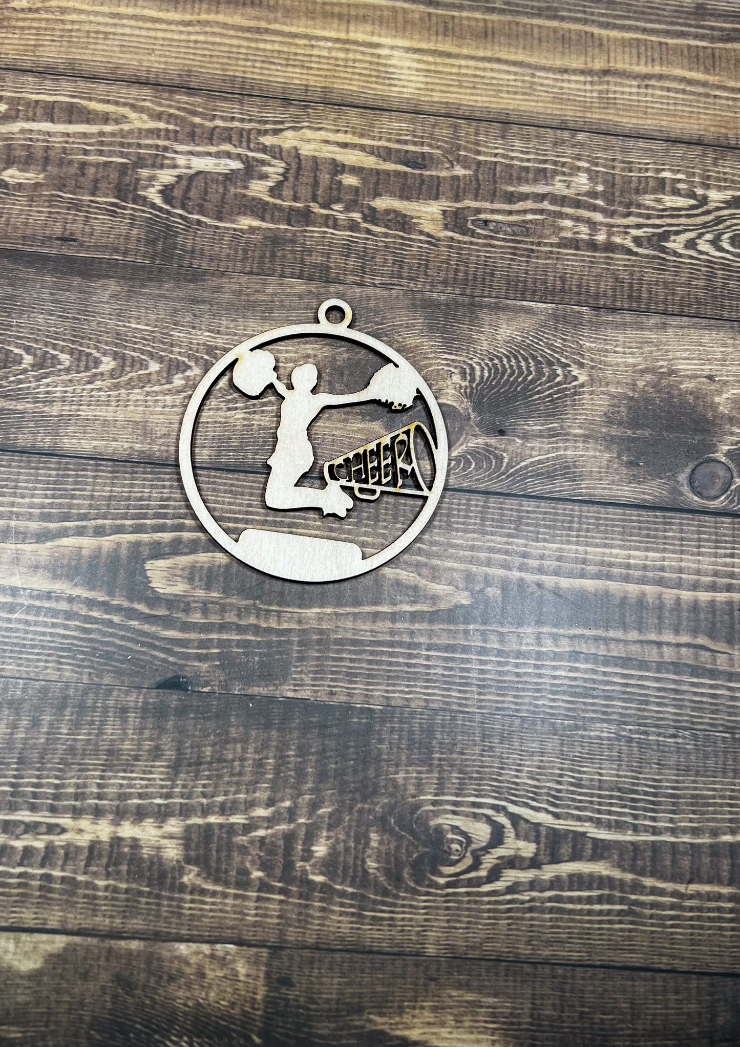 Cheer Ornament, Wooden Sports Ornament, Sports Ornament, Engraved Ornament, Laser Engraved Wood Ornament