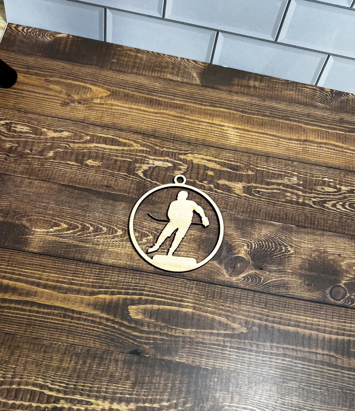 Hockey Ornament, Wooden Sports Ornament, Sports Ornament, Engraved Ornament, Laser Engraved Wood Ornament