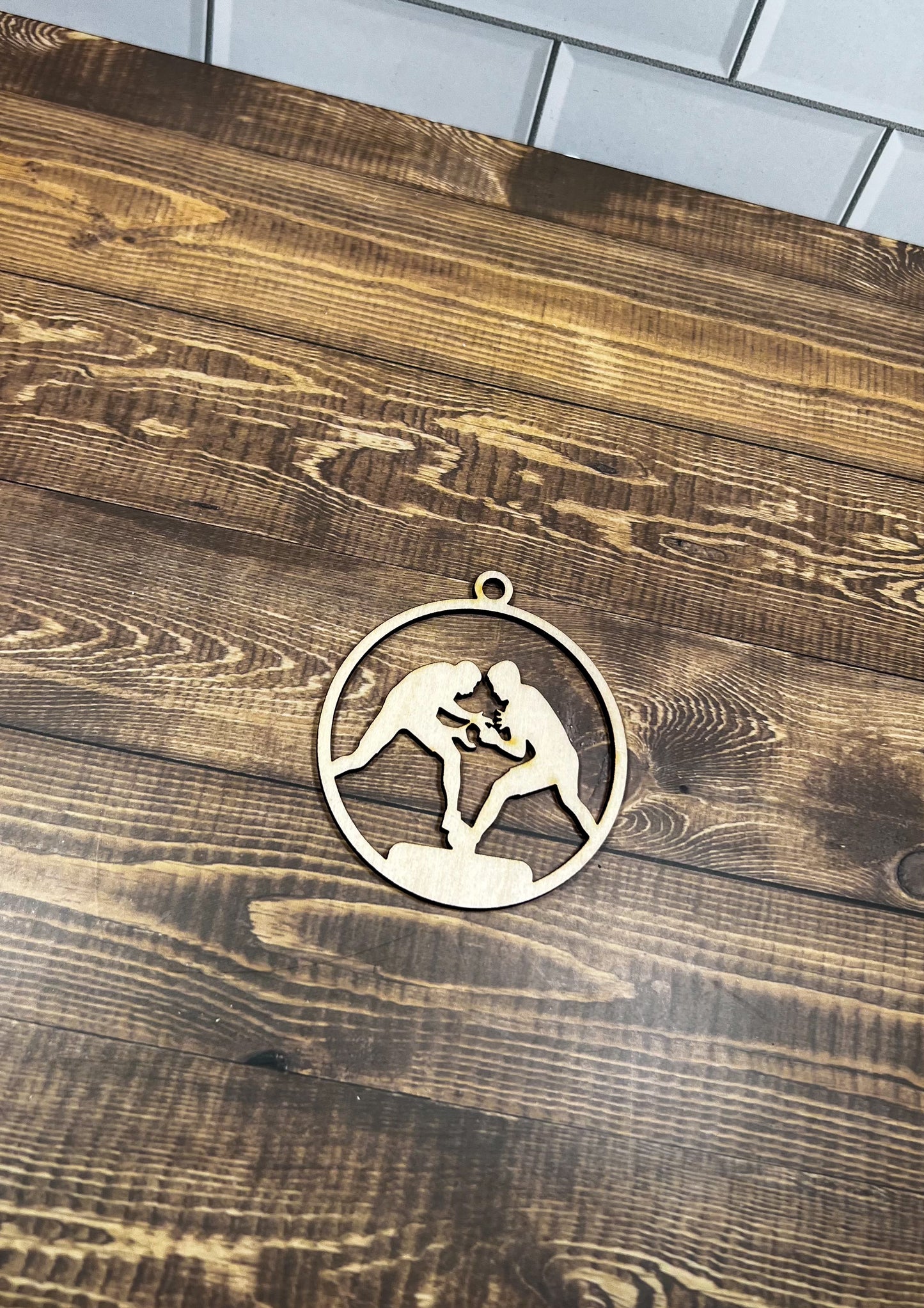 Wrestling Ornament, Wooden Sports Ornament, Sports Ornament, Engraved Ornament, Laser Engraved Wood Ornament
