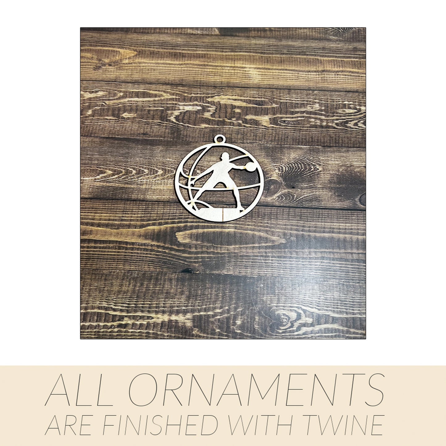 Basketball Ornament, Wooden Sports Ornament, Sports Ornament, Engraved Ornament, Laser Engraved Wood Ornament