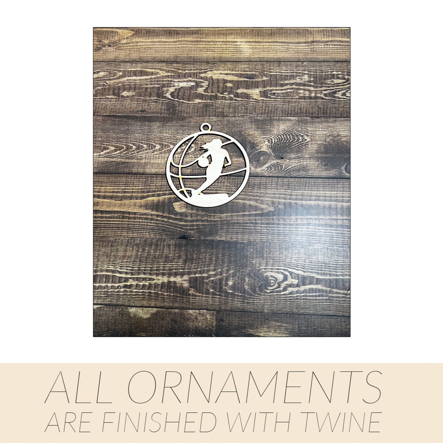 Basketball Wooden Sports Ornament, Sports Ornament, Engraved Ornament, Laser Engraved Wood Ornament