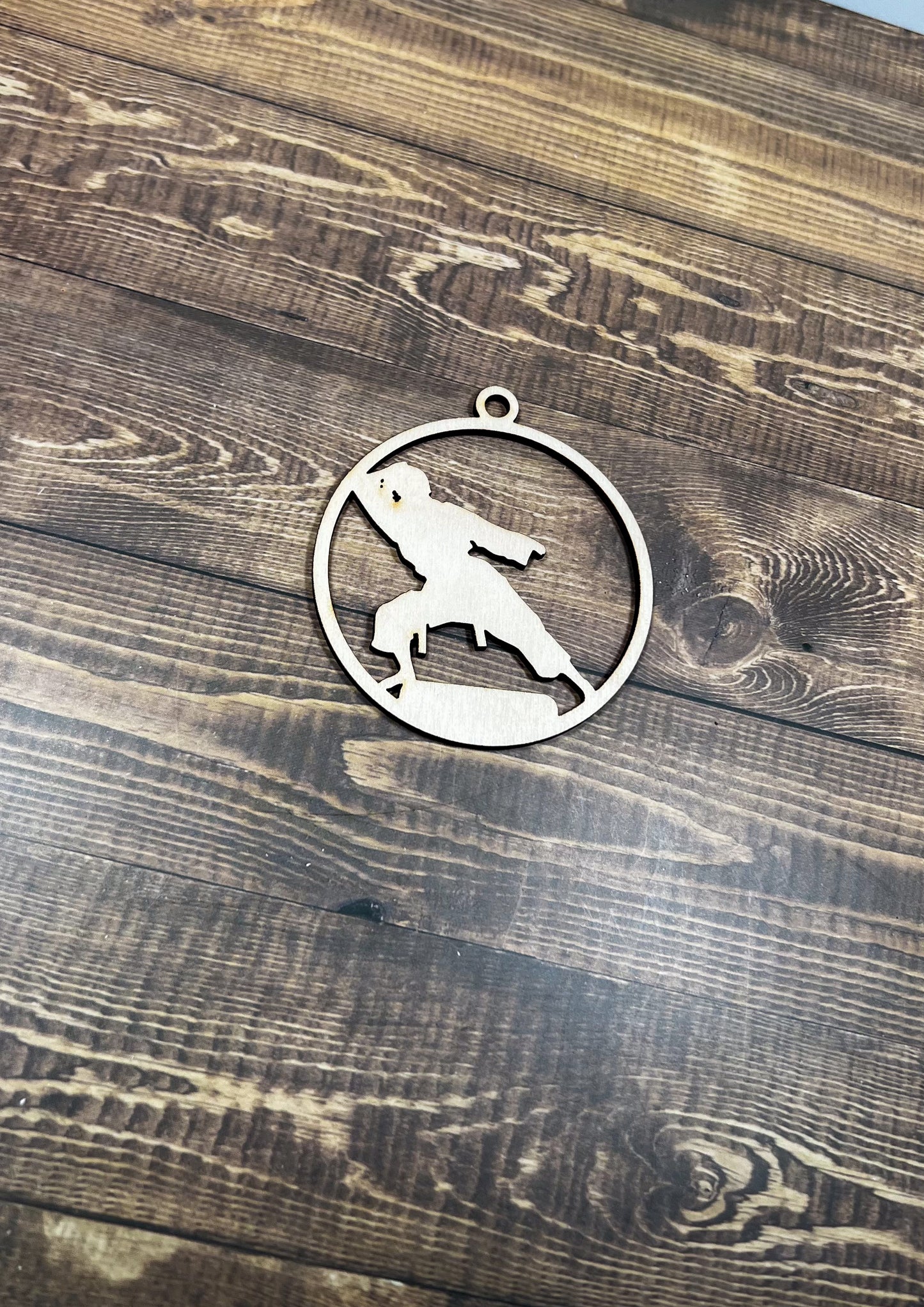 Karate Wooden Sports Ornament, Sports Ornament, Engraved Ornament, Laser Engraved Wood Ornament