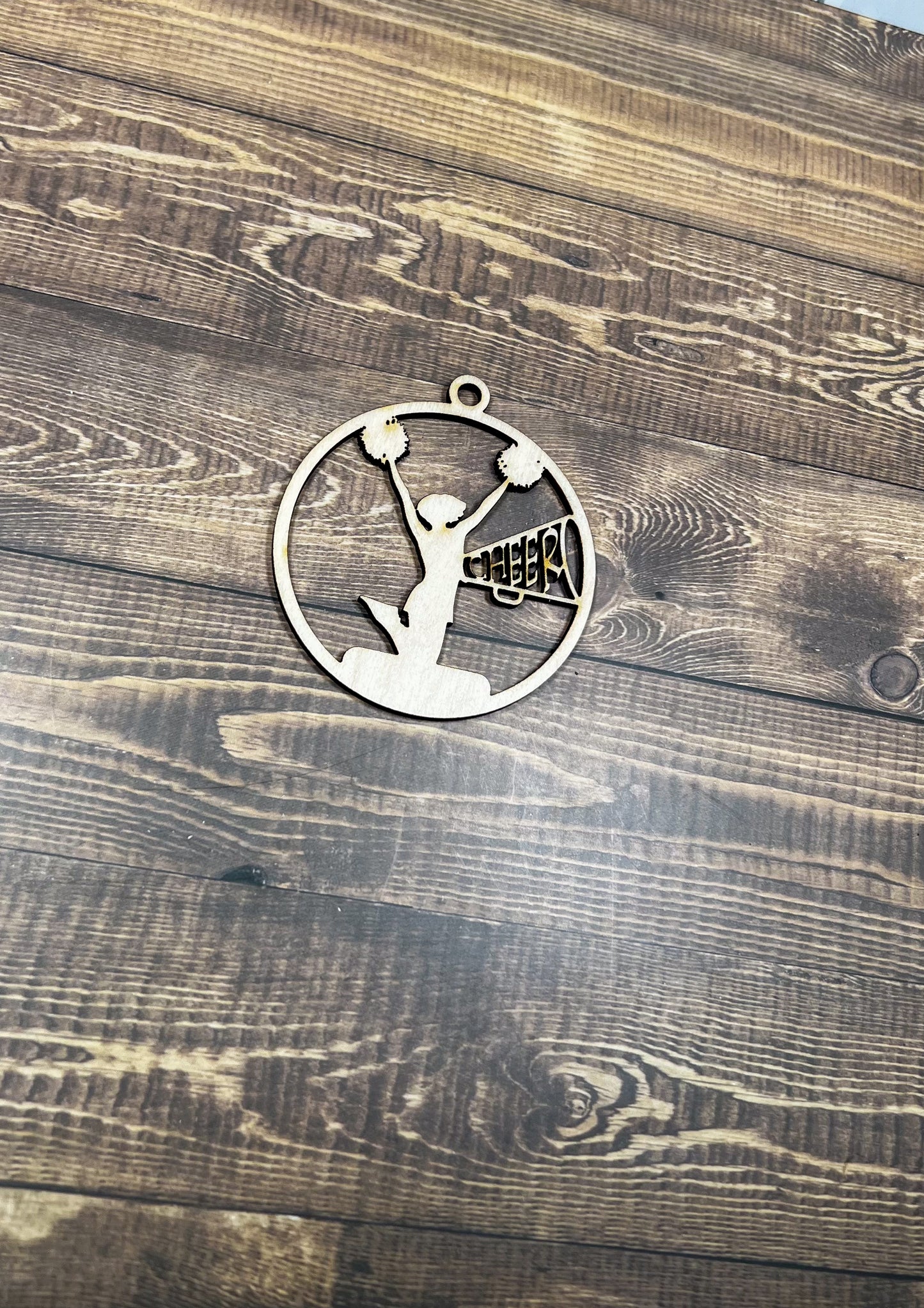 Cheerleading Ornament, Wooden Sports Ornament, Sports Ornament, Engraved Ornament, Laser Engraved Wood Ornament