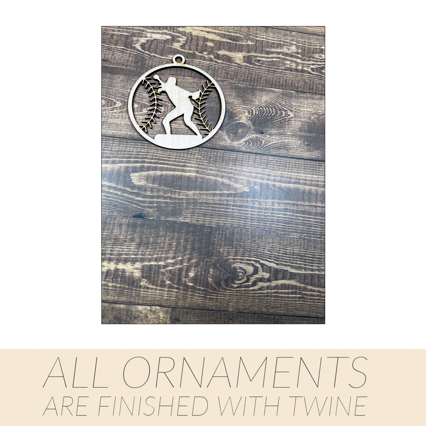 Softball Wooden Sports Ornament, Sports Ornament, Engraved Ornament, Laser Engraved Wood Ornament