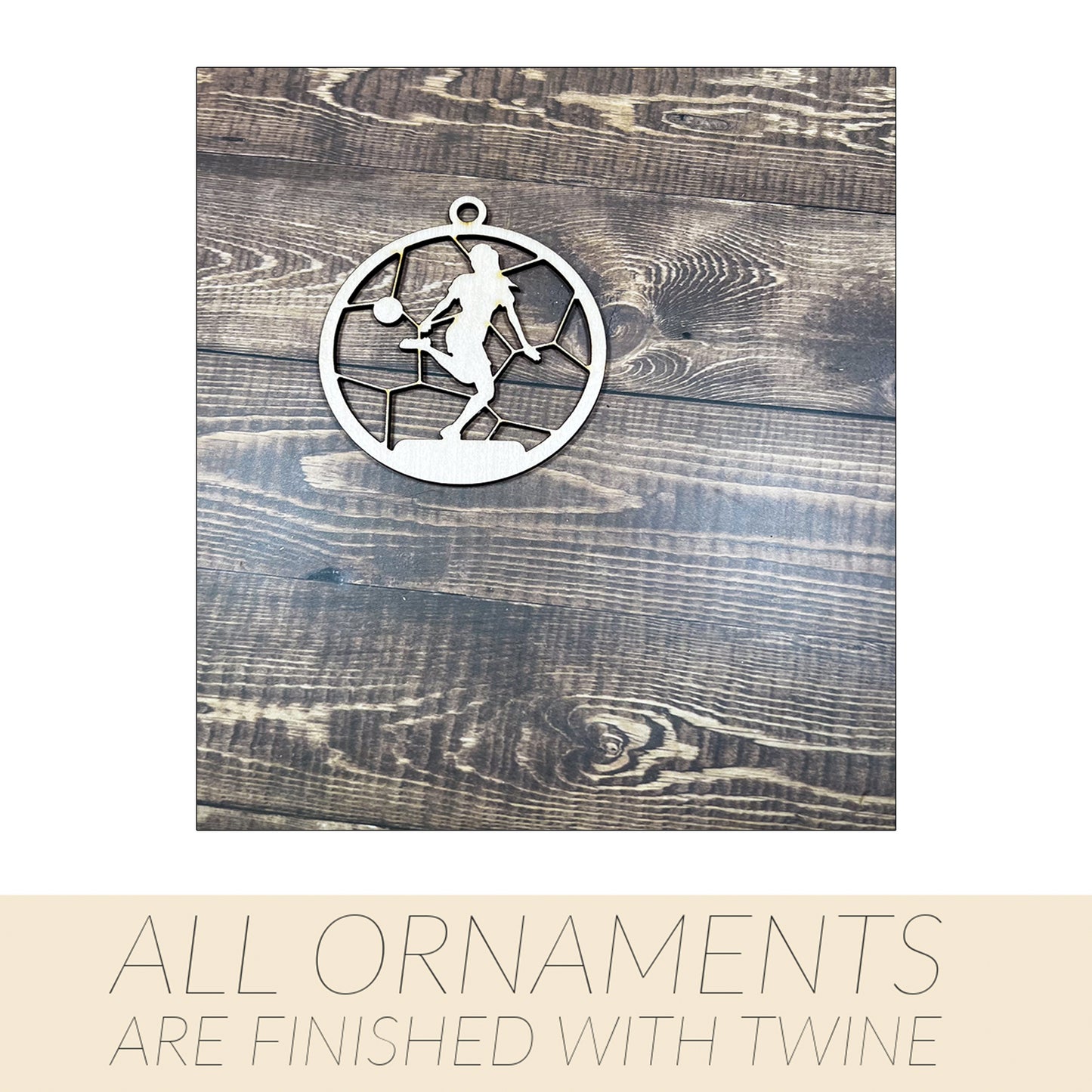 Soccer Ornament, Wooden Sports Ornament, Sports Ornament, Engraved Ornament, Laser Engraved Wood Ornament