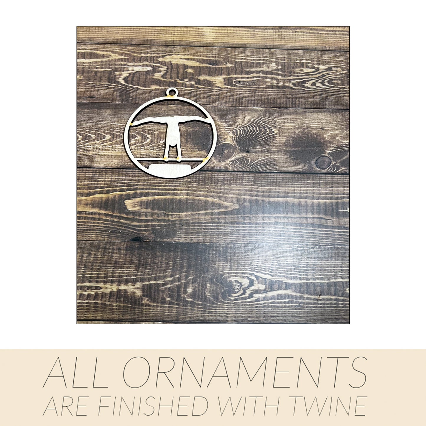 Gymnastic Ornament, Wooden Sports Ornament, Sports Ornament, Engraved Ornament, Laser Engraved Wood Ornament