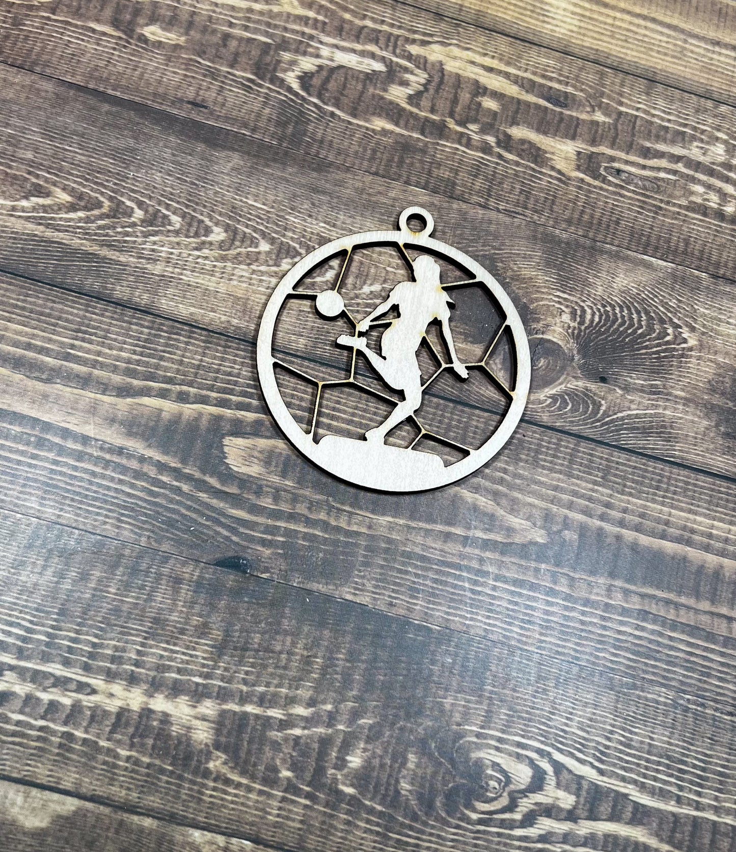 Soccer Ornament, Wooden Sports Ornament, Sports Ornament, Engraved Ornament, Laser Engraved Wood Ornament