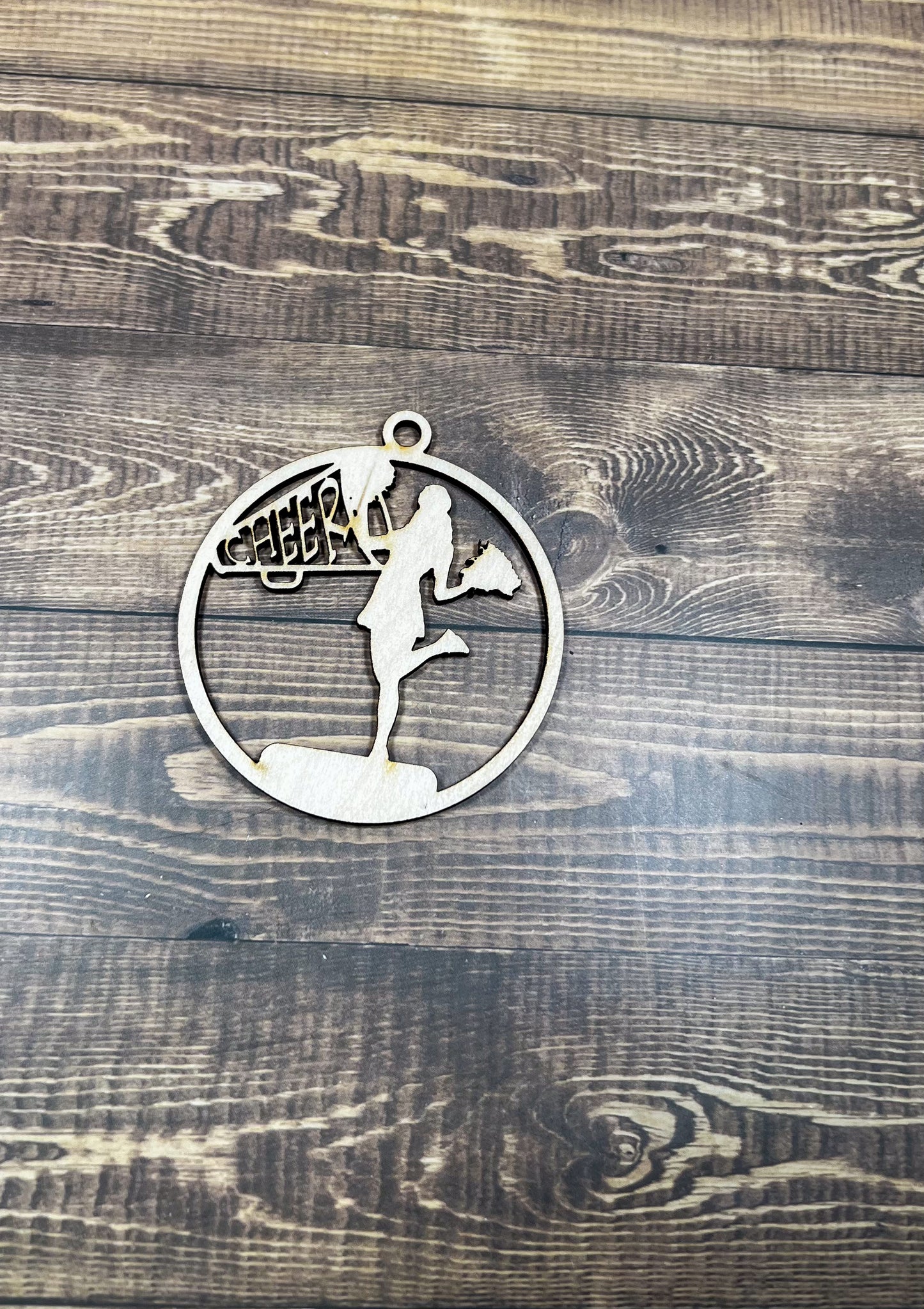 Cheer Ornament, Wooden Sports Ornament, Sports Ornament, Engraved Ornament, Laser Engraved Wood Ornament
