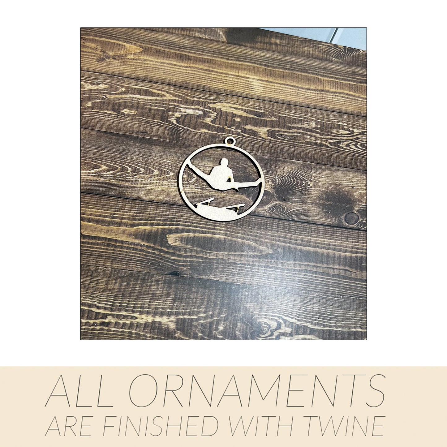 Gymnastic Ornament, Wooden Sports Ornament, Sports Ornament, Engraved Ornament, Laser Engraved Wood Ornament
