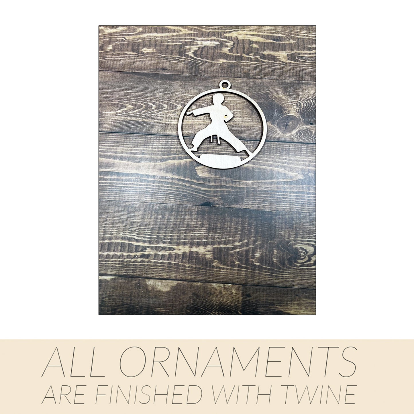 Karate Ornament, Wooden Sports Ornament, Sports Ornament, Engraved Ornament, Laser Engraved Wood Ornament